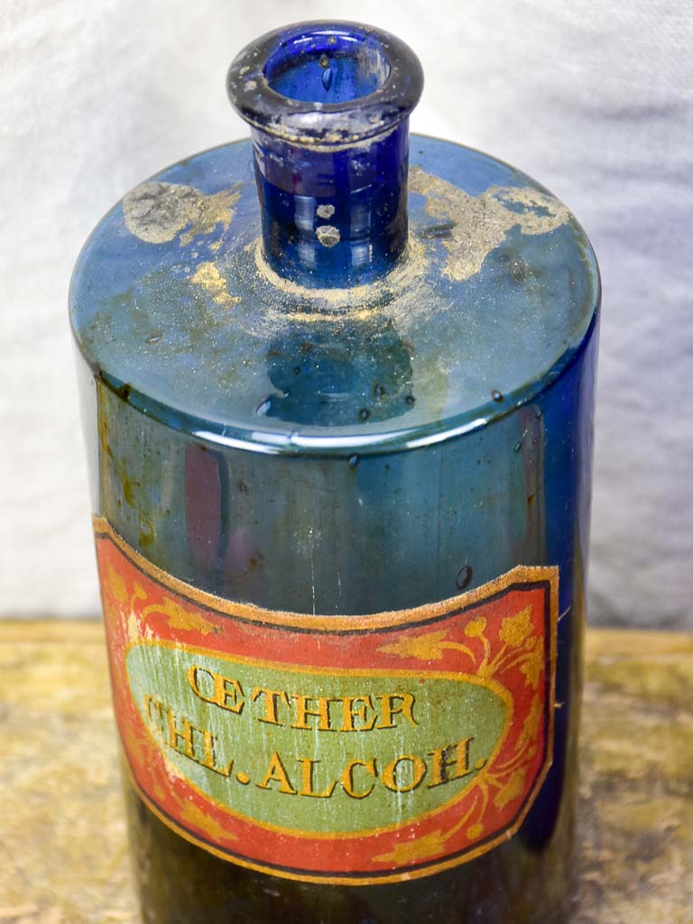 Rare collection of antique French apothecary jars - cobalt blue