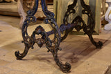 Antique French garden table with slate top and decorative cast iron base