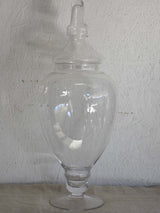 Very large French antique apothecary glass jar with lid
