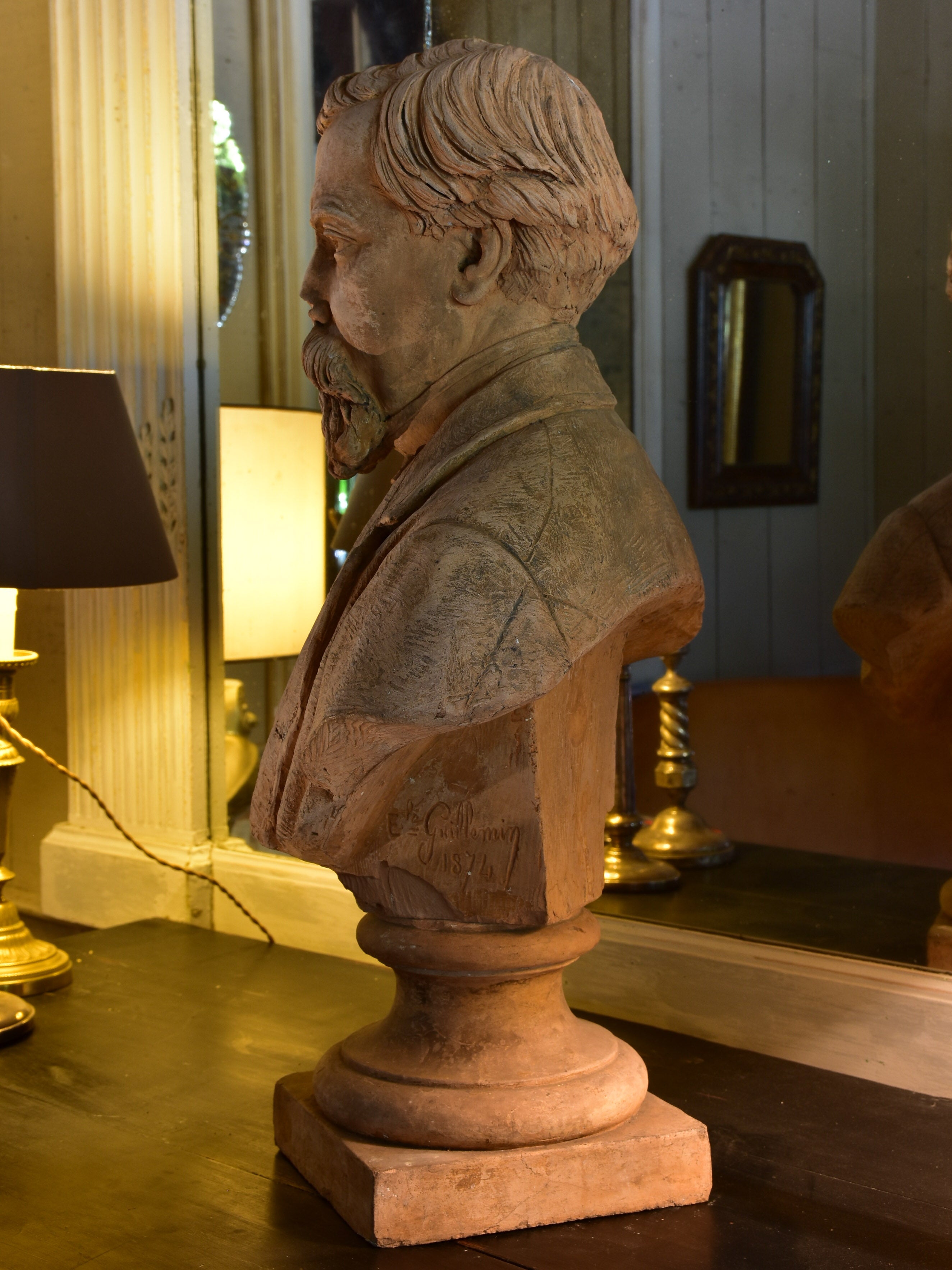 19th century French bust signed and dated by the sculptor Guillemin 1874