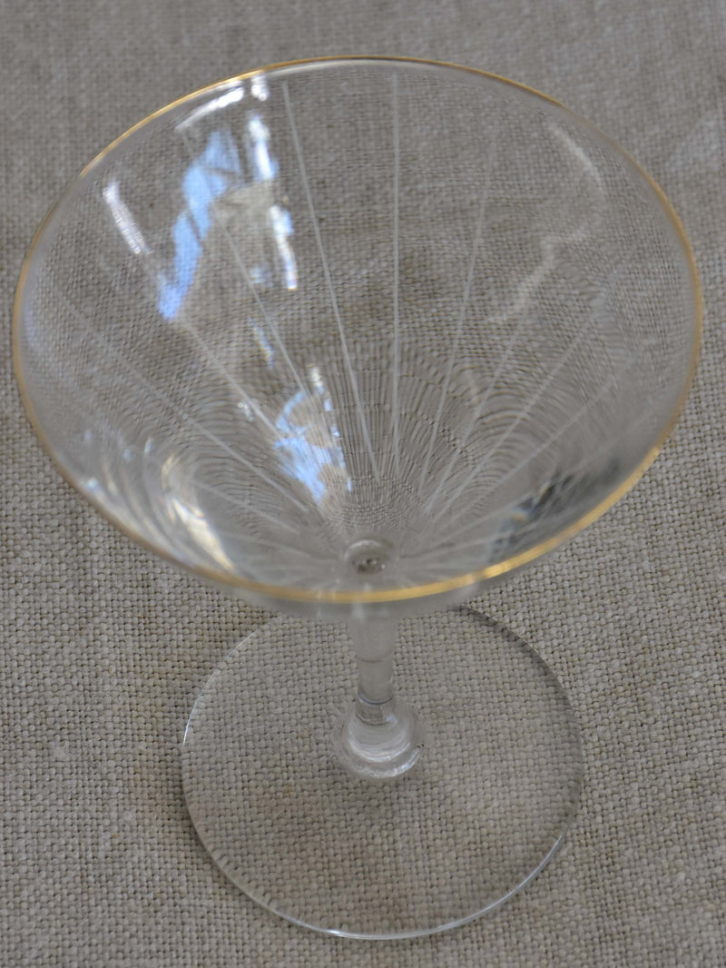 Six antique French champagne glasses