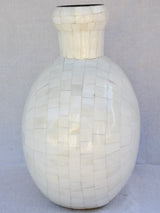 Vintage vase clad in mosaic bone 9"