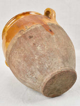 Large antique French confit pot with yellow ocher glaze 12½"