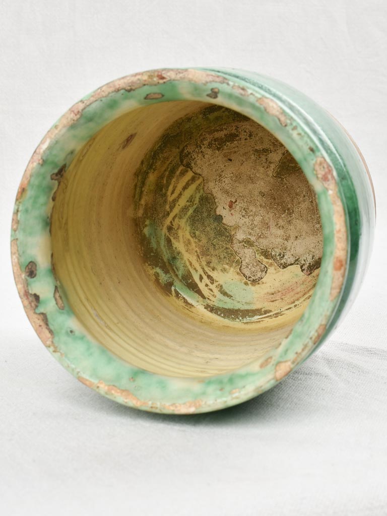 Late 19th century preserving pot with green glaze 8"