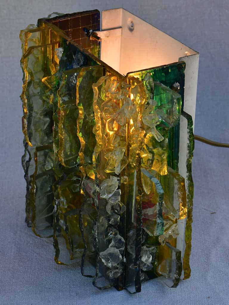 1960's multi-colored brutalist glass wall sconce "Chartres" by Willem Van Oyen for Raak 9"