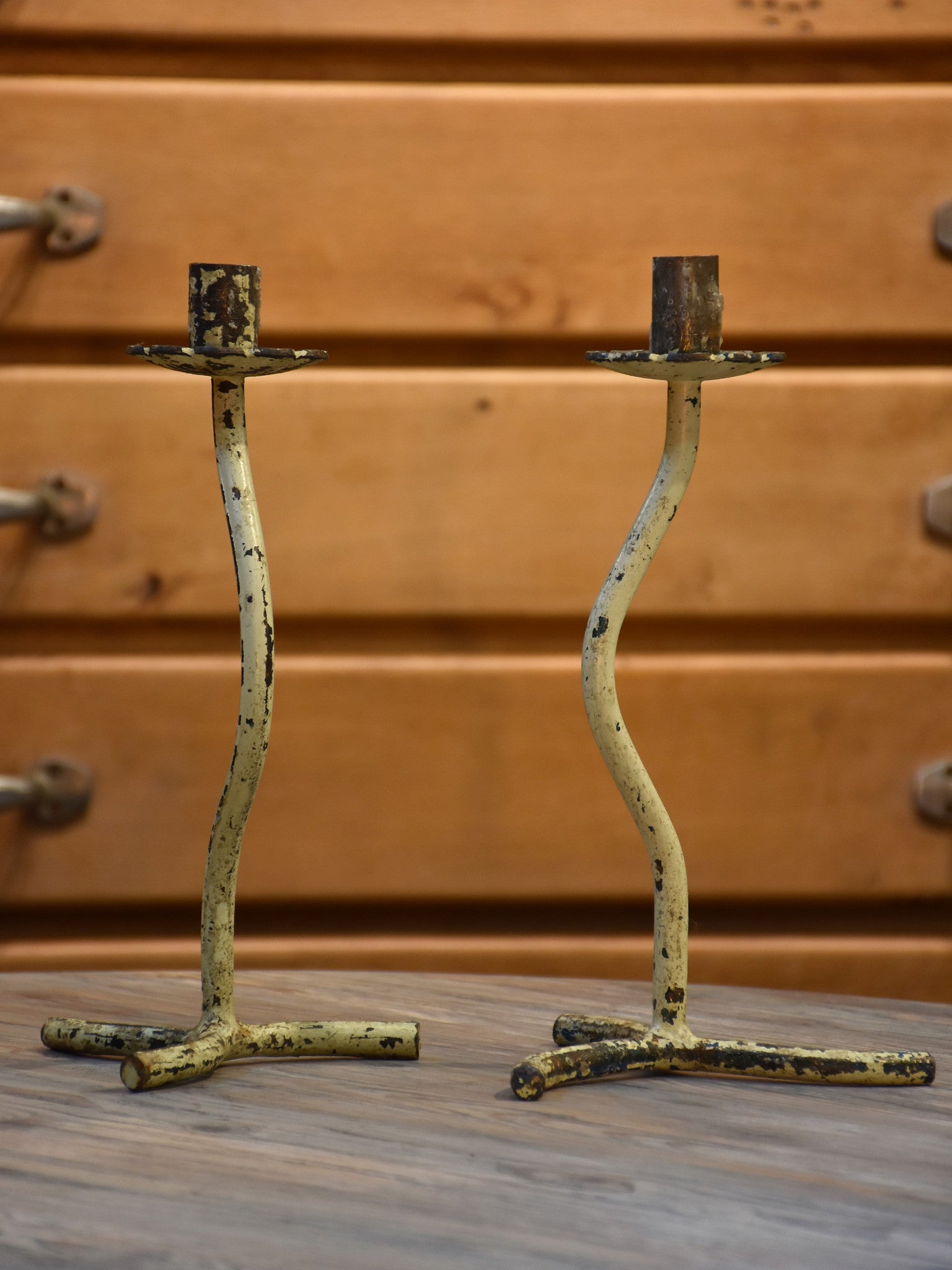 Pair of vintage French coral candelabras – white