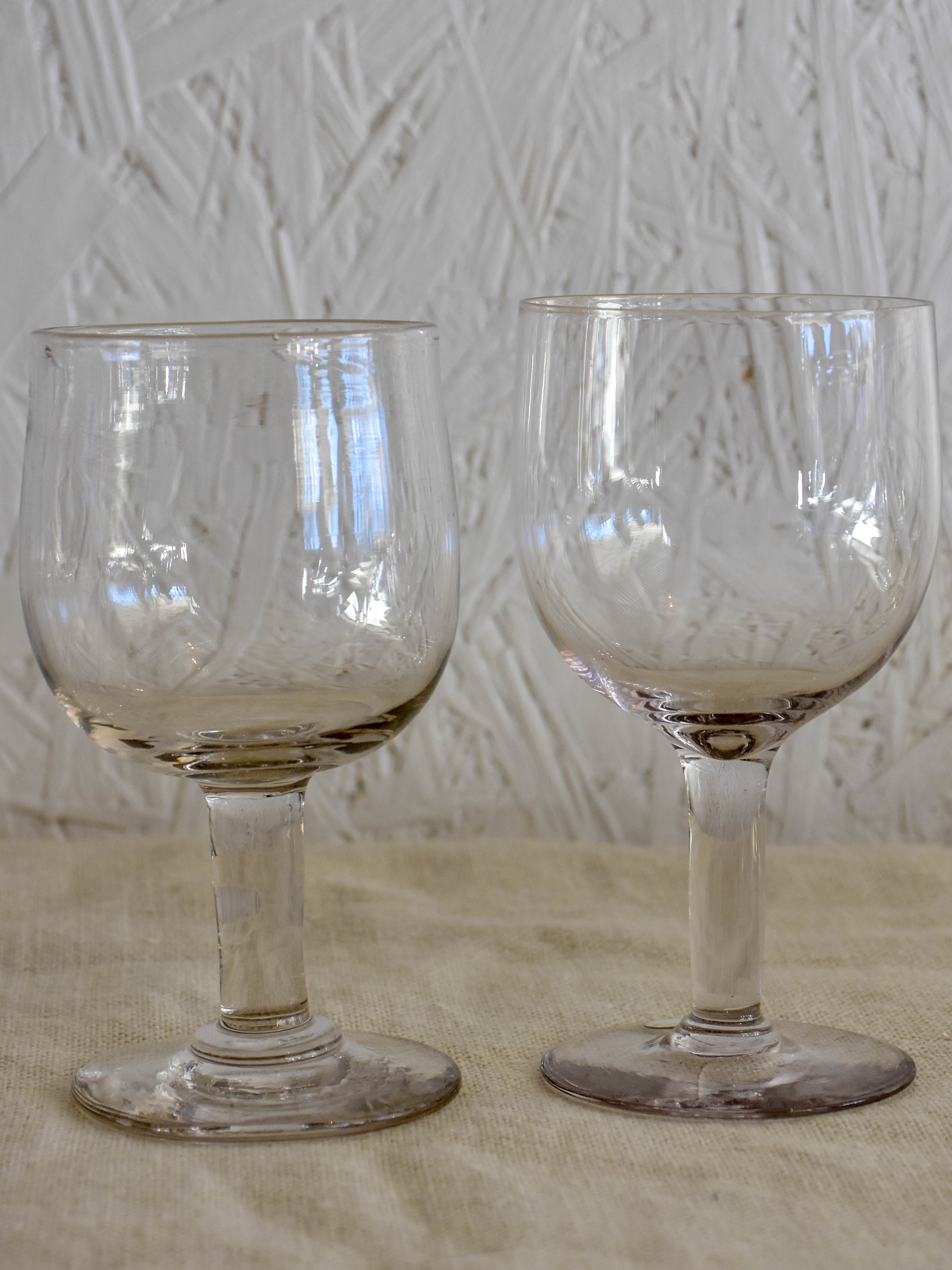 Collection of six antique French wine glasses