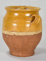 Small antique French confit pot with orange / yellow glaze 6"