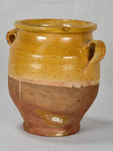 Small antique French confit pot with orange / yellow glaze 6"