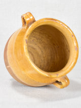Small antique French confit pot with orange / yellow glaze 6"