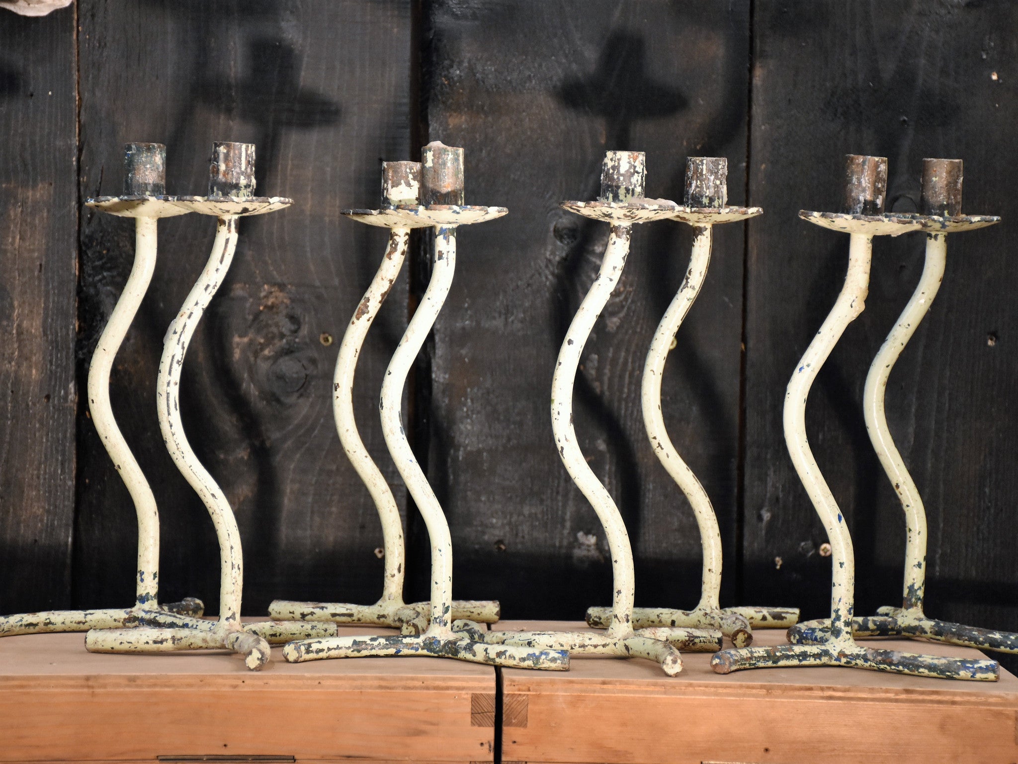 Pair of vintage French coral candelabras – white