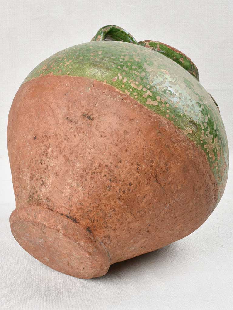 Large water pot with rustic green glaze, 19th century 14¼"