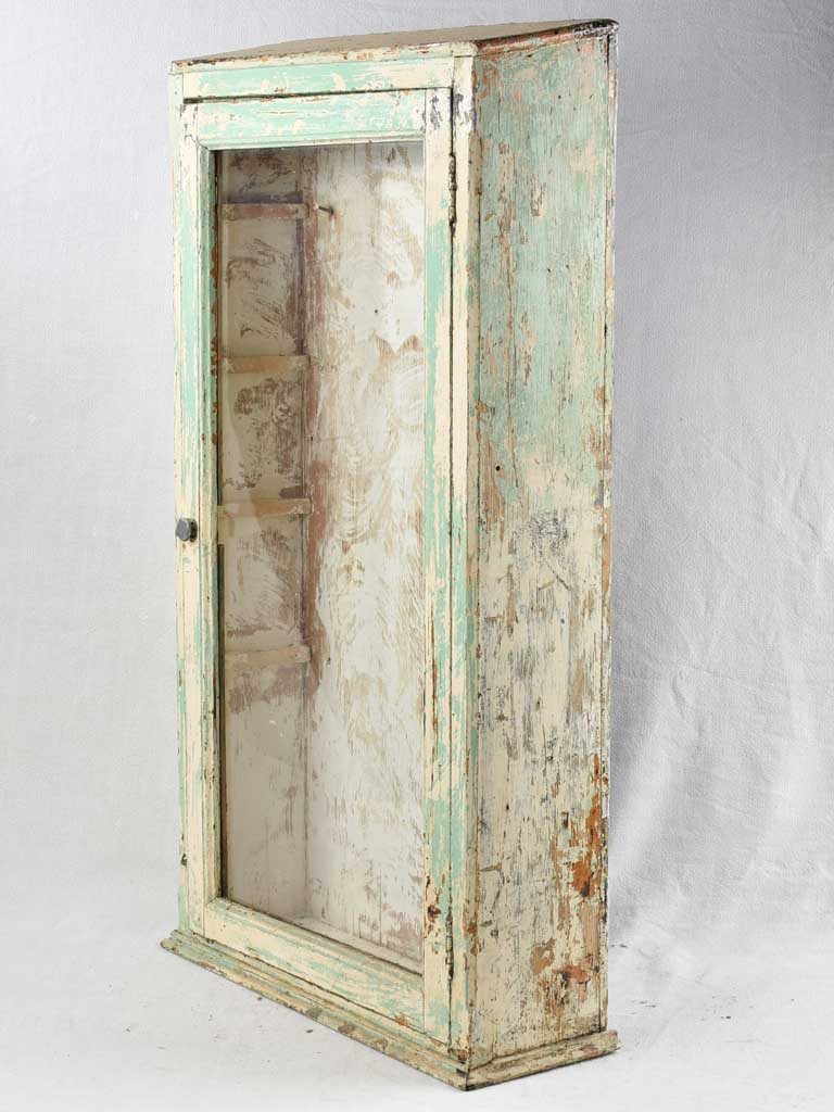 Aged Patina Display Case with Shelves