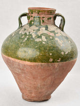 Large water pot with rustic dark green glaze, 19th century 15¾"