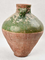 Large water pot with rustic dark green glaze, 19th century 15¾"