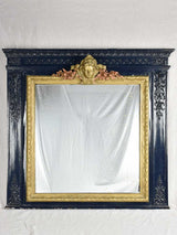 Large trumeau Mirror with Blue Frame 50¾" x 52¼"