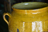 Large 19th century confit pot with ochre glaze