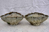 Pair of weathered 1960's garden planters with curved edges