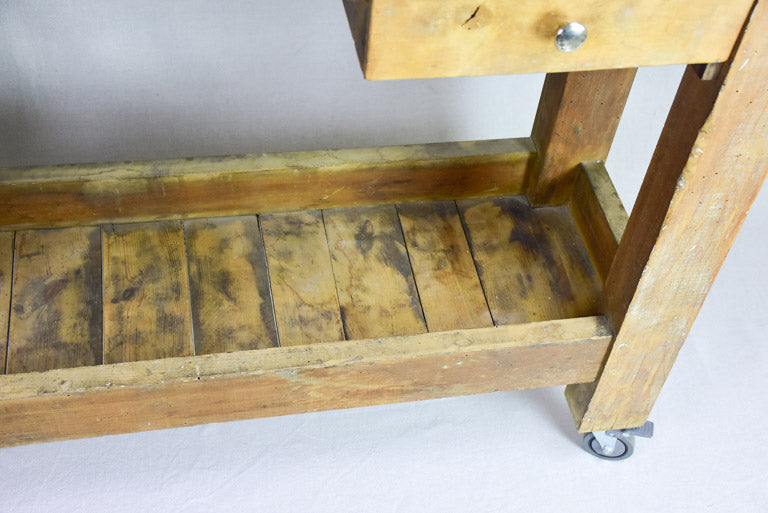Aged French woodwork bench, rustic