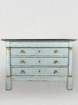 Antique Empire 3 Drawer Blue Dresser with black marble 51¼"