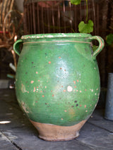 Very large green glazed French preserving pot
