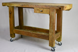 Distressed wood finish French workbench