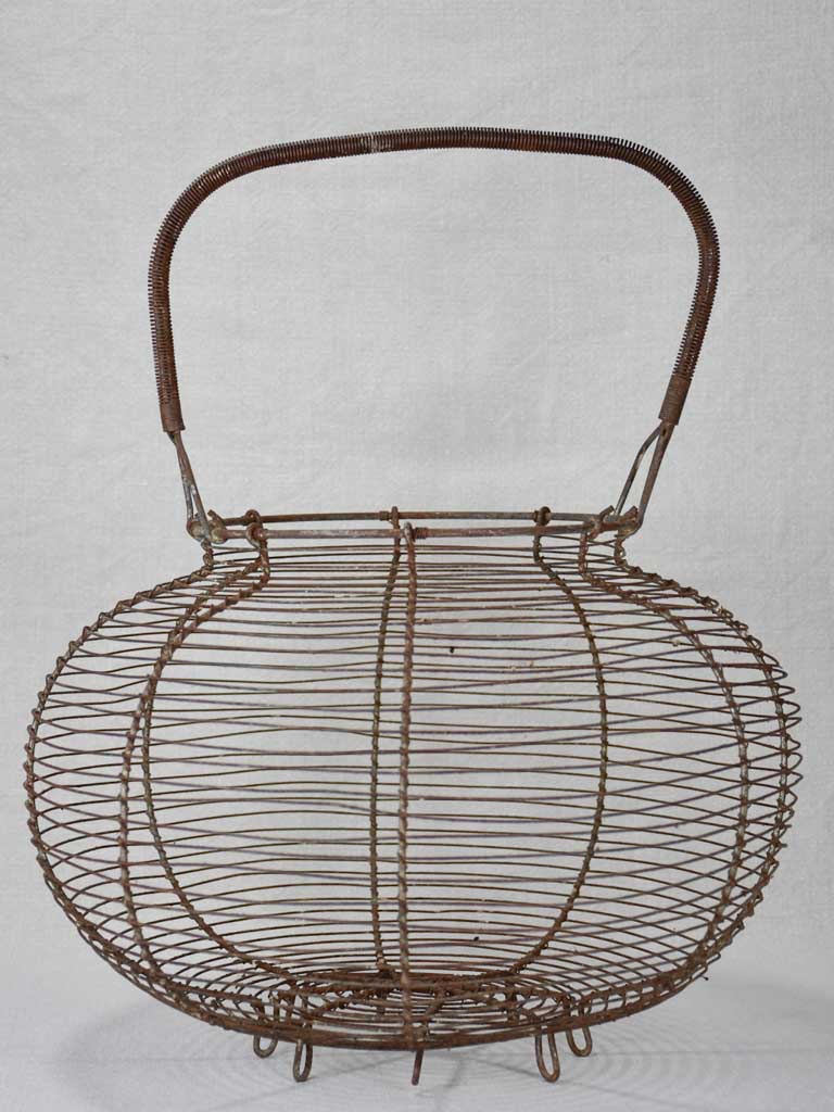 Large antique French wire egg basket 17¼"