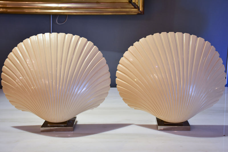 Pair of vintage scallop wall sconces