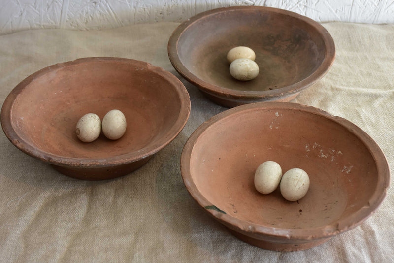 Antique French terracotta pigeon's nests