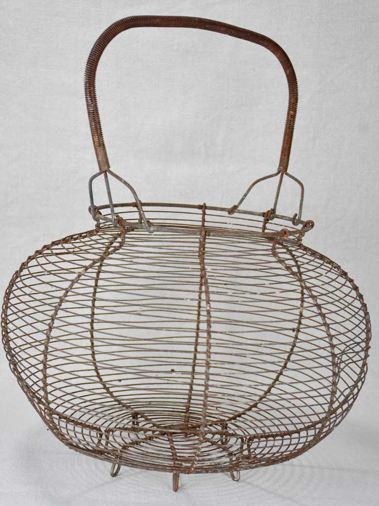 Large antique French wire egg basket 17¼" Chez Pluie