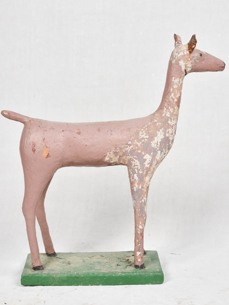 Cement Deer Garden Statue, Partial Ear
