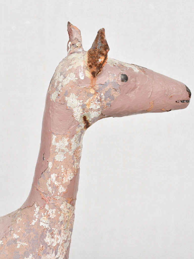 Mid-Century Veiled Pink Deer Sculpture