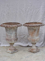 Pair of large 19th Century cast iron Medici urns 26½"