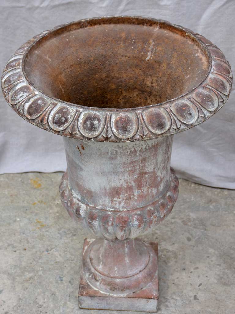 Pair of large 19th Century cast iron Medici urns 26½"