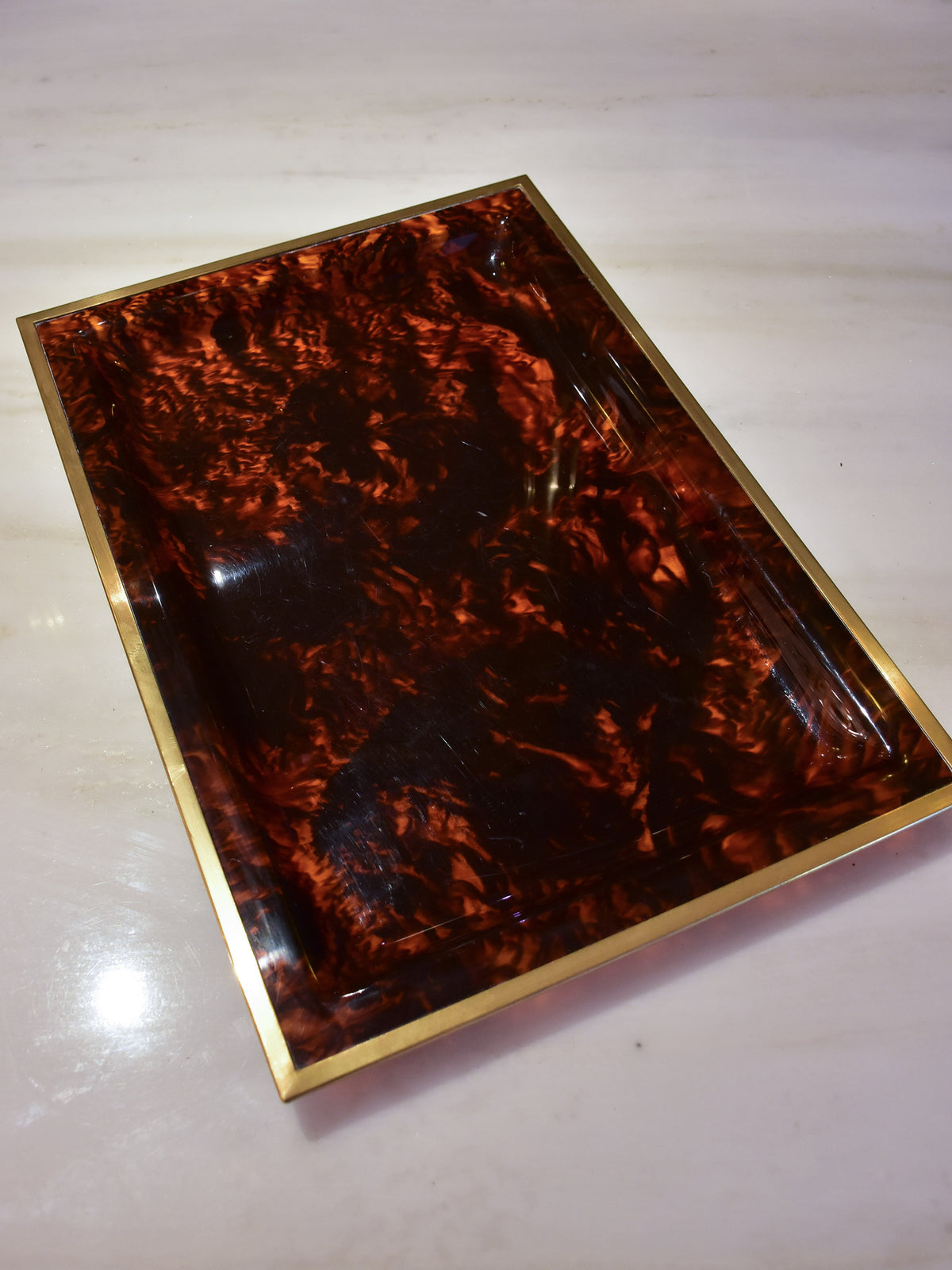 Vintage French platter - faux tortoise shell 19 ¾'' x 13 ¾''