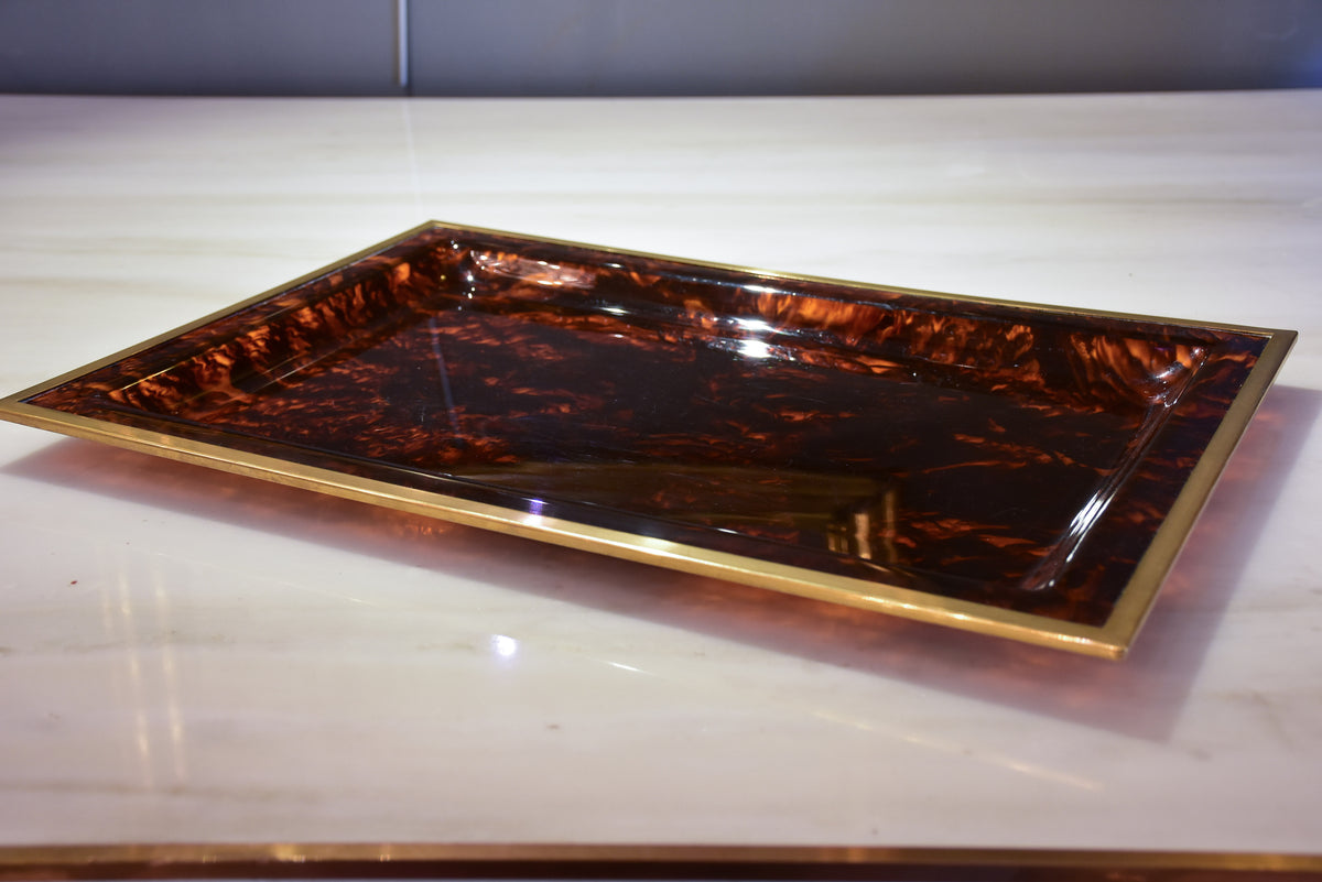 Vintage French platter - faux tortoise shell 19 ¾'' x 13 ¾''