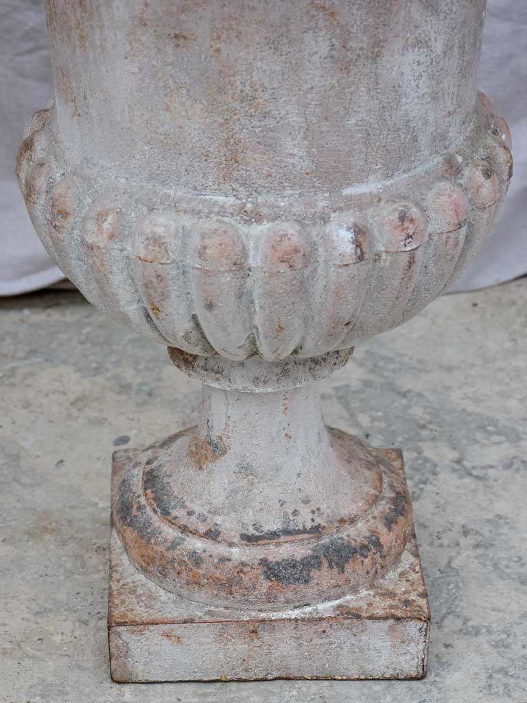 Pair of large 19th Century cast iron Medici urns 26½"