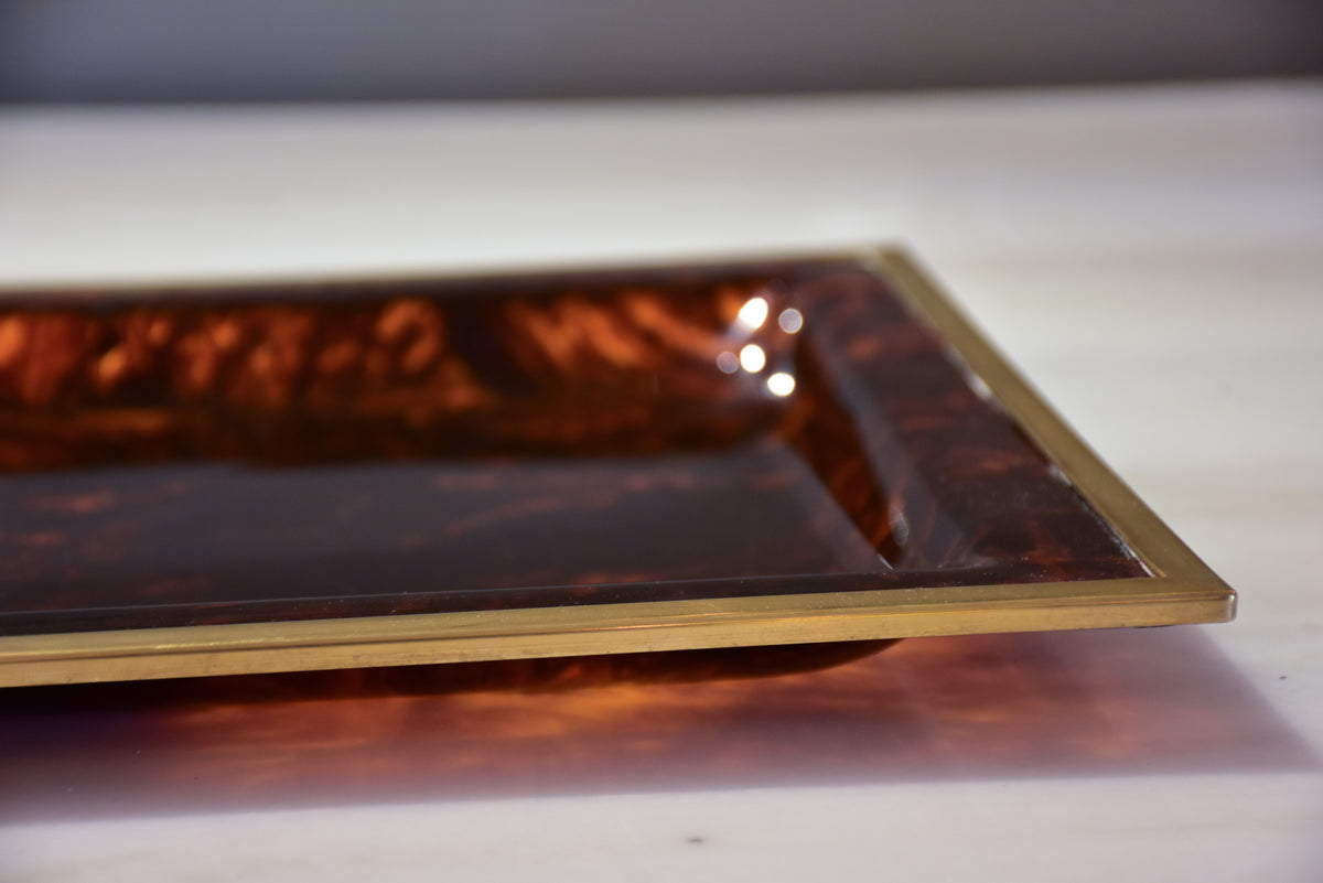 Vintage French platter - faux tortoise shell 19 ¾'' x 13 ¾''