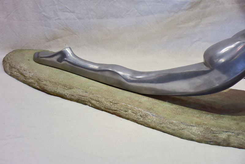 Large vintage resin sculpture of a woman practicing yoga