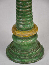 Large 18th-century wooden candlestick with green patina 21¼"