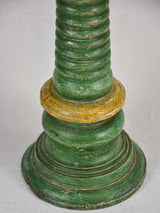 Large 18th-century wooden candlestick with green patina 21¼"
