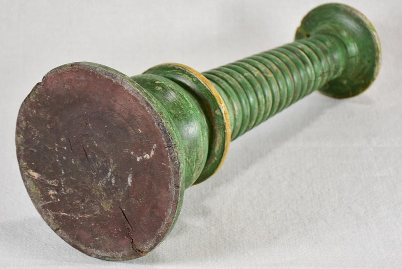 Large 18th-century wooden candlestick with green patina 21¼"