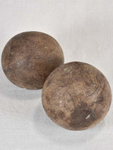 2 large wooden skittle balls from the late 19th century 6¼"
