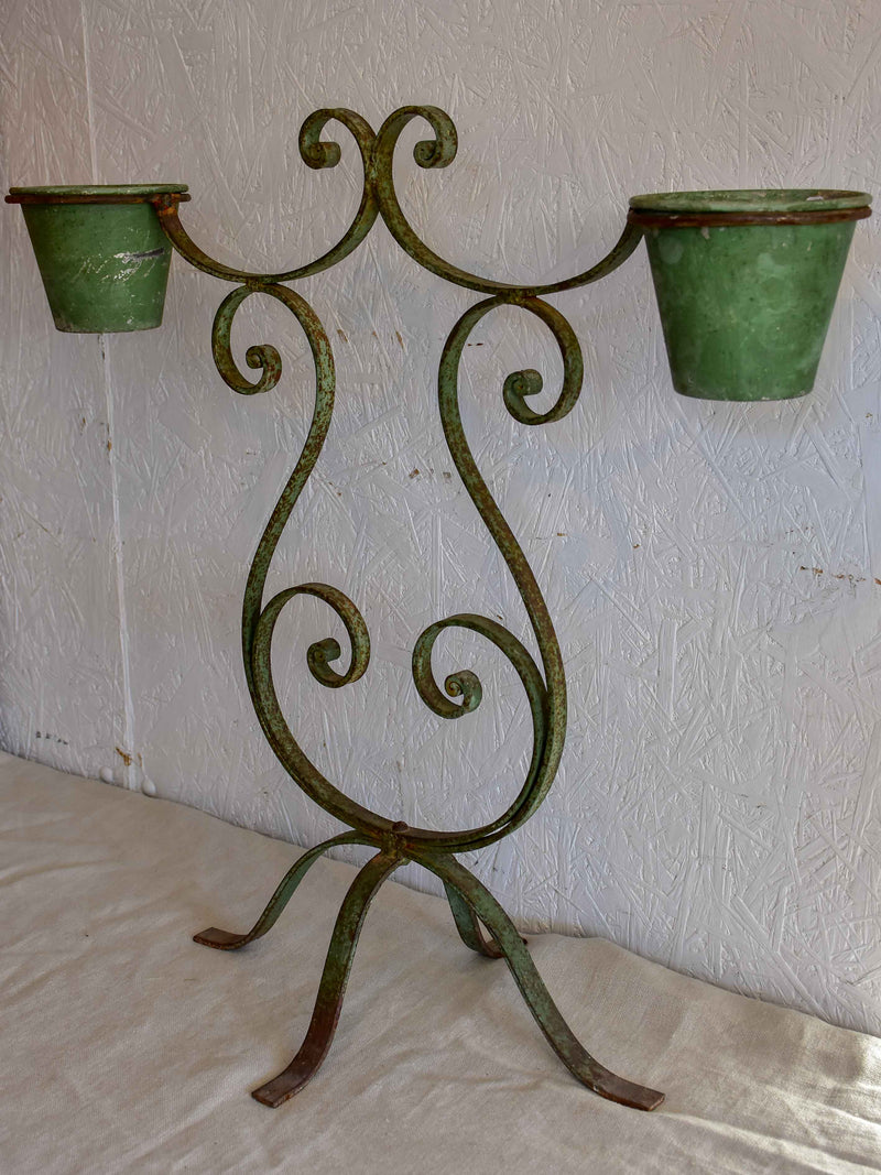 Vintage French two-pot plant stand