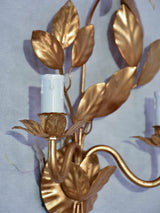 Pair of 1970's / 80's wall appliques with gold foliage and beige leaves 15¾"