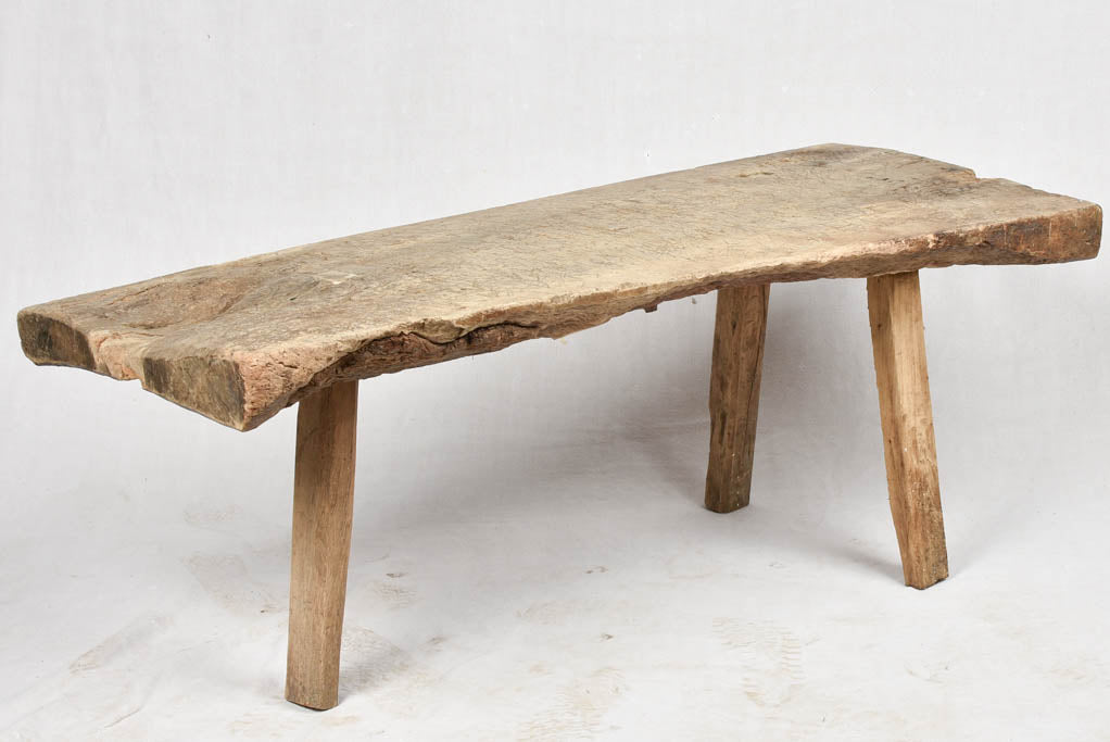 Large primitive coffee table with three legs 50"