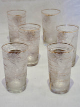 Set of six 1970's glass tumblers decorated with gold fish