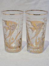 Set of six 1970's glass tumblers decorated with gold fish