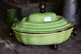Large antique soup tureen with green glaze from Dieulefit