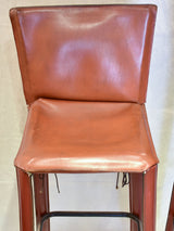 Pair of 1970's French leather barstools